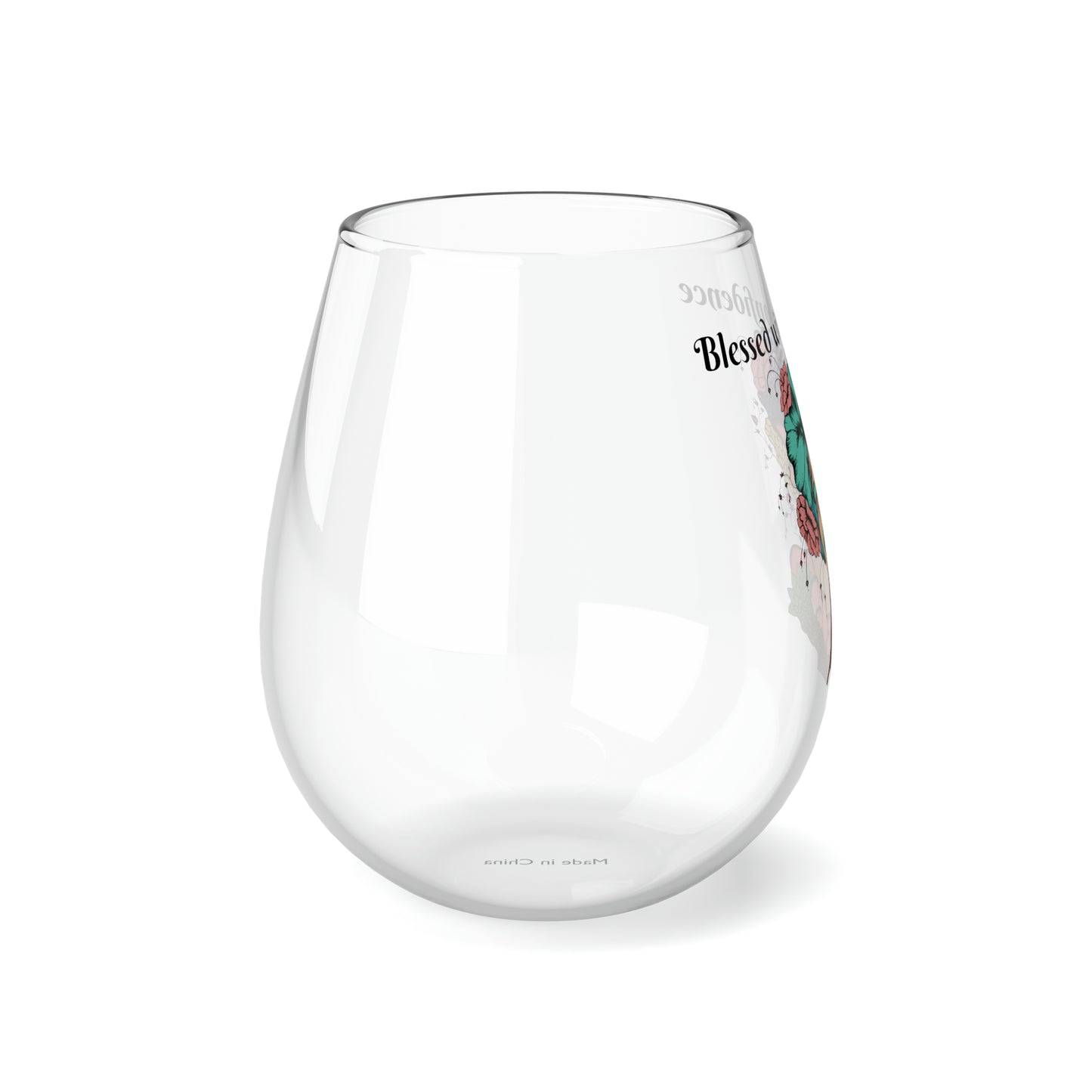 Peaceful Stemless Wine Glass, 11.75oz Blessed with Confidence